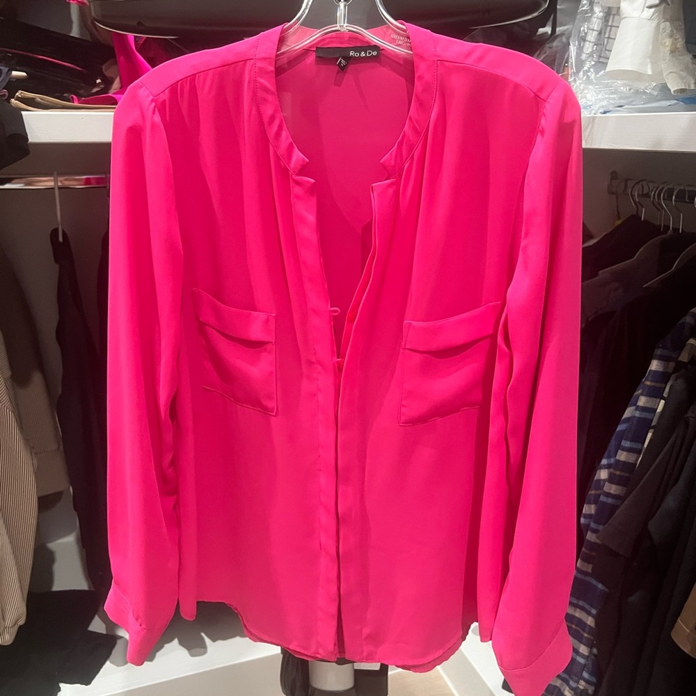 Silk pink long sleeve blouse